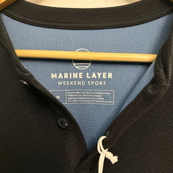 Marine Layer NWT Weekend Sport Henley in Moonless Night - Picture 2 of 7